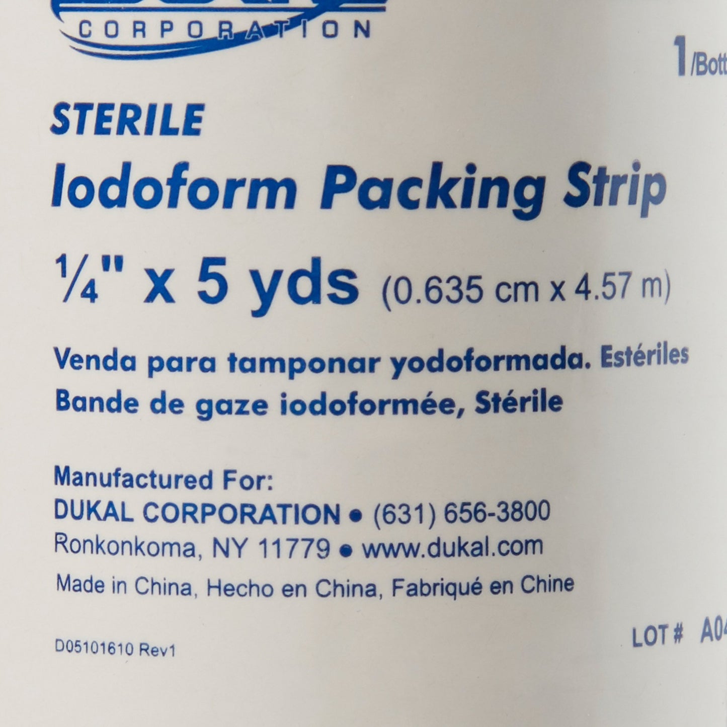 Dukal™ Iodoform Wound Packing Strip, 1/4 Inch x 5 Yard