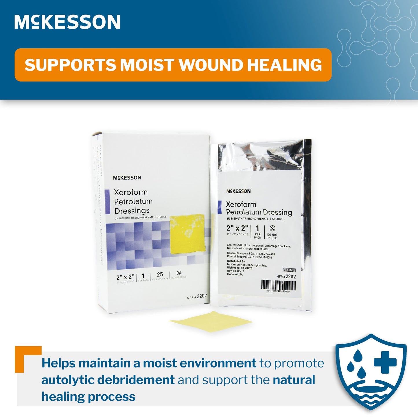 McKesson Xeroform Petrolatum Impregnated Dressings, 2 x 2 Inch