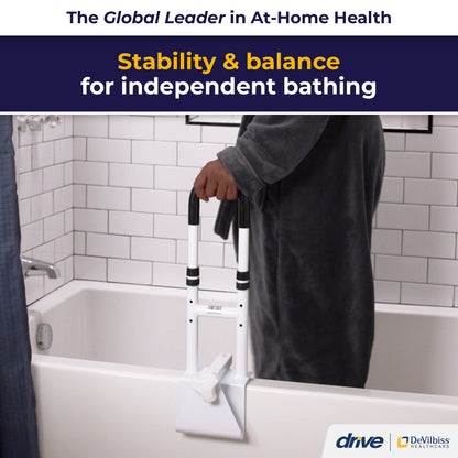 Drive™ Clamp-On Tub Rail, White Steel