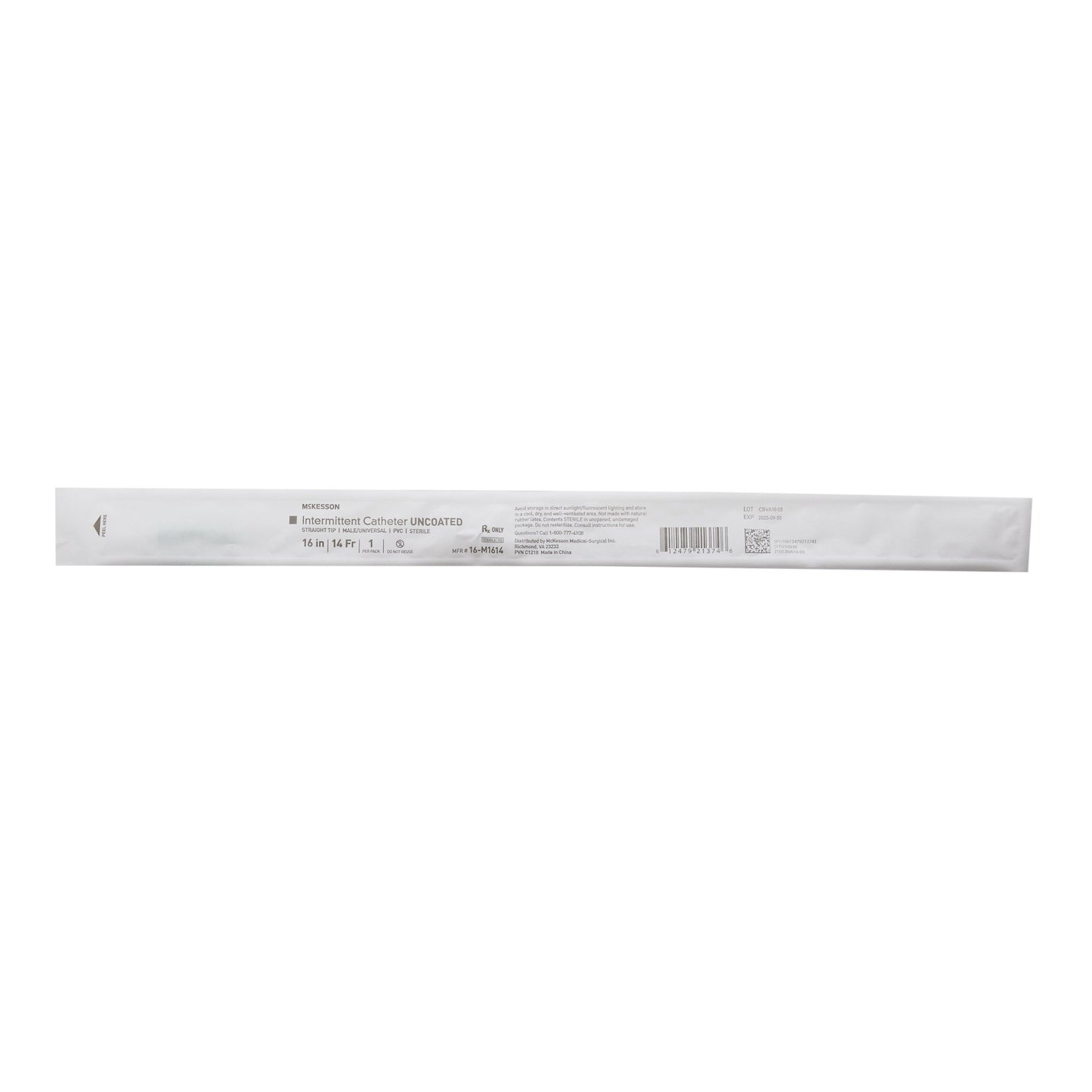 McKesson Straight Tip PVC Intermittent Urethral Catheter, 14 Fr.