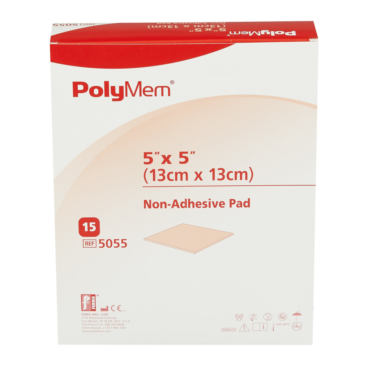 PolyMem Silicone Border Dressing 5.2" x 5.2" Pad 3.5" x 3.5"