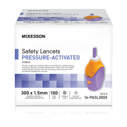 McKesson Pressure Activated Safety Lancets, 30 Gauge