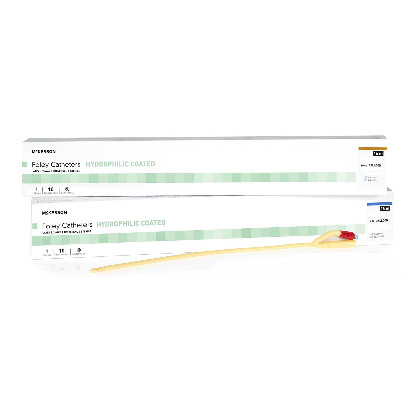 McKesson Hydrophilic-Coated Latex Foley Catheter, Coudé Tip