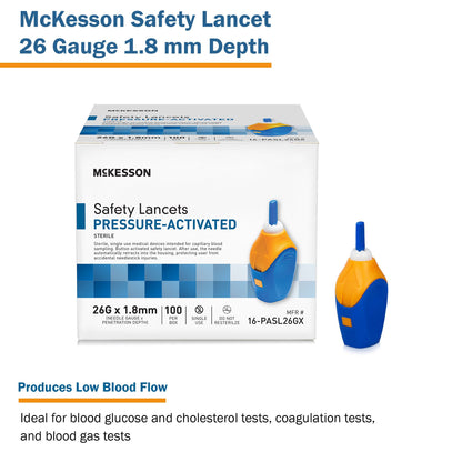 McKesson Pressure Activated Safety Lancets, 26 Gauge