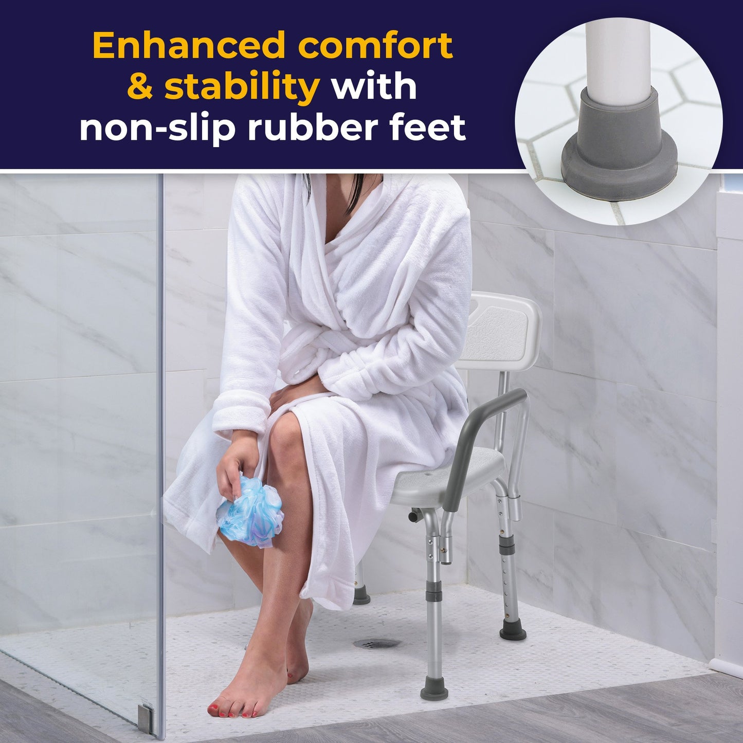 Drive™ Shower Chair with Back and Removable Padded Arms