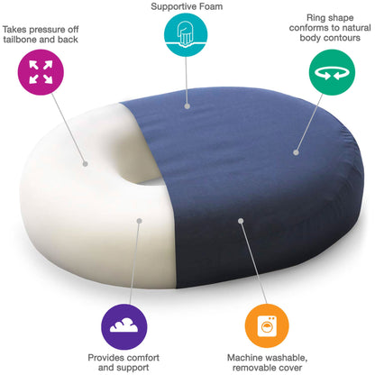 Mabis Healthcare Molded Foam Doughnut Seat Cushion, 16 Inch