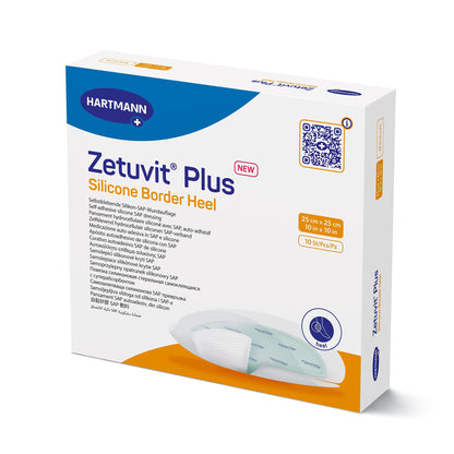 Zetuvit® Plus Silicone Border Super Absorbent Dressing, 10 x 10 Inch Heel
