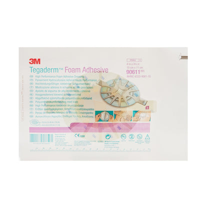 3M™ Tegaderm™ High-Performance Foam Dressing Adhesive, 4 x 4-1/2 Inch
