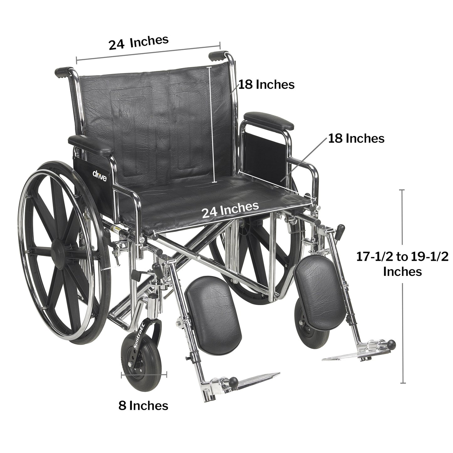 McKesson Bariatric Wheelchair, 24-Inch Seat Width