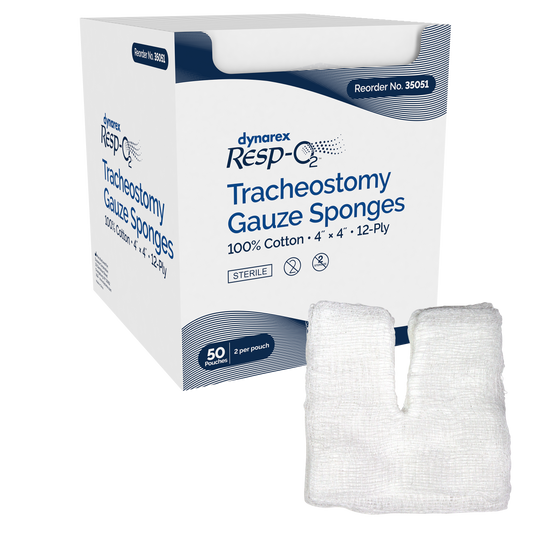 Dynarex Resp-Oxygen Tracheostomy 100% Cotton Drain Sponges Sterile 2's