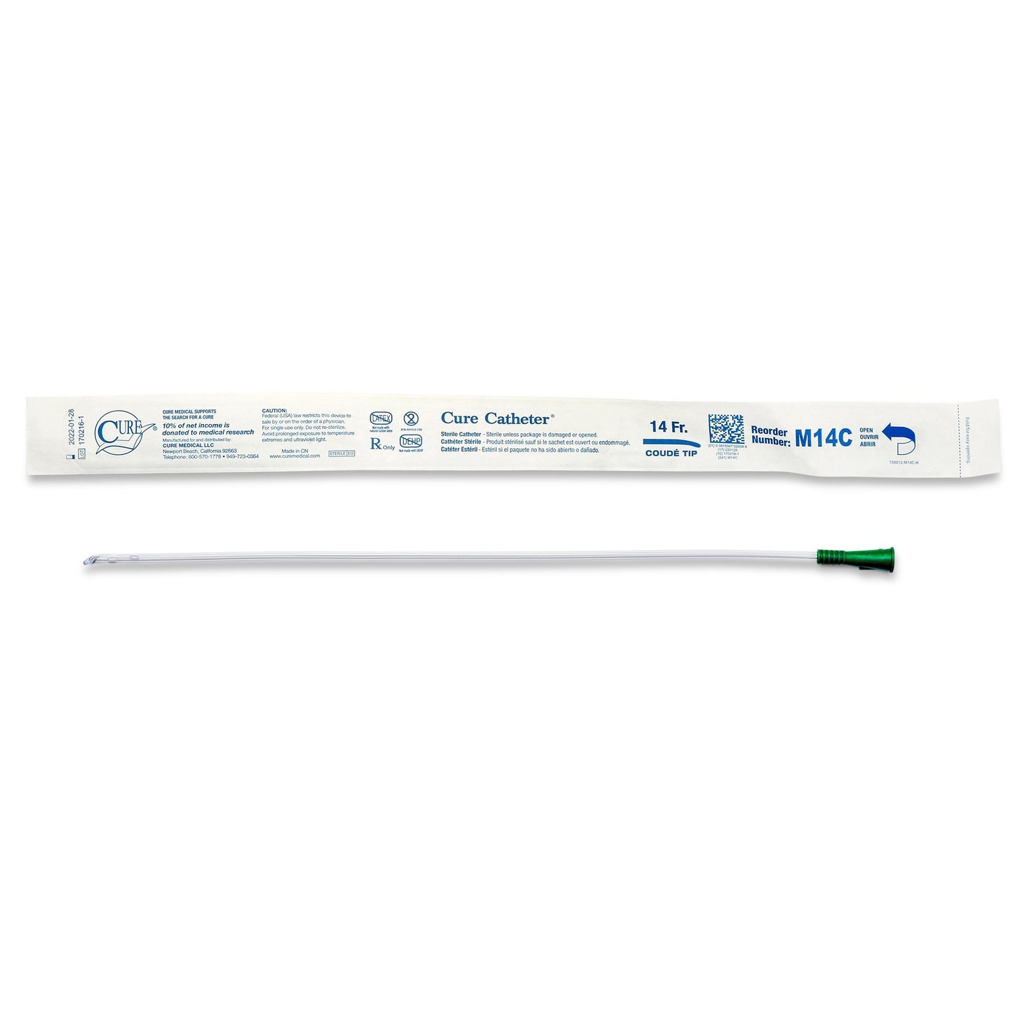 Cure Catheter™ Male Intermittent Catheter, Uncoated PVC