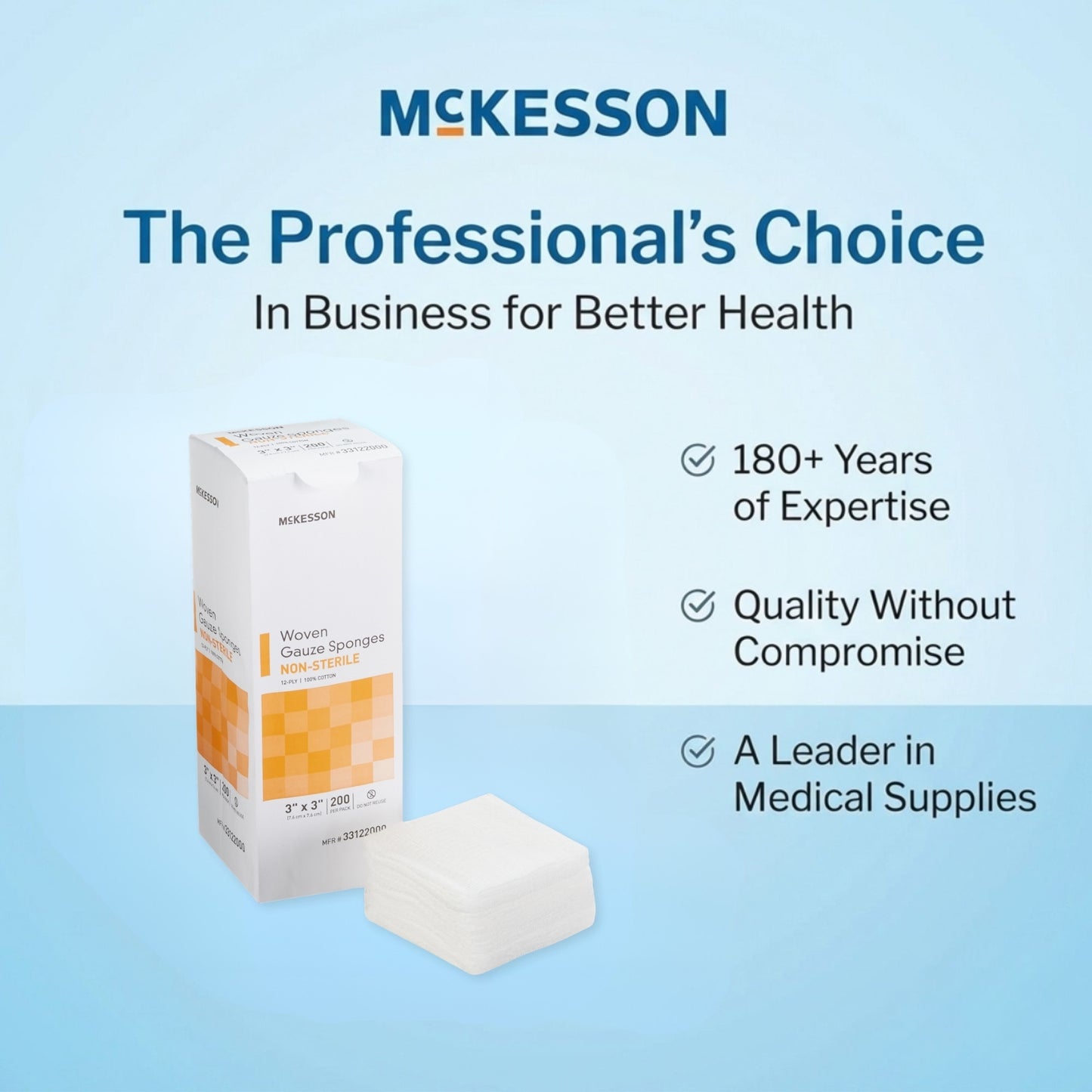 McKesson Gauze Sponge, 3 x 3 Inch