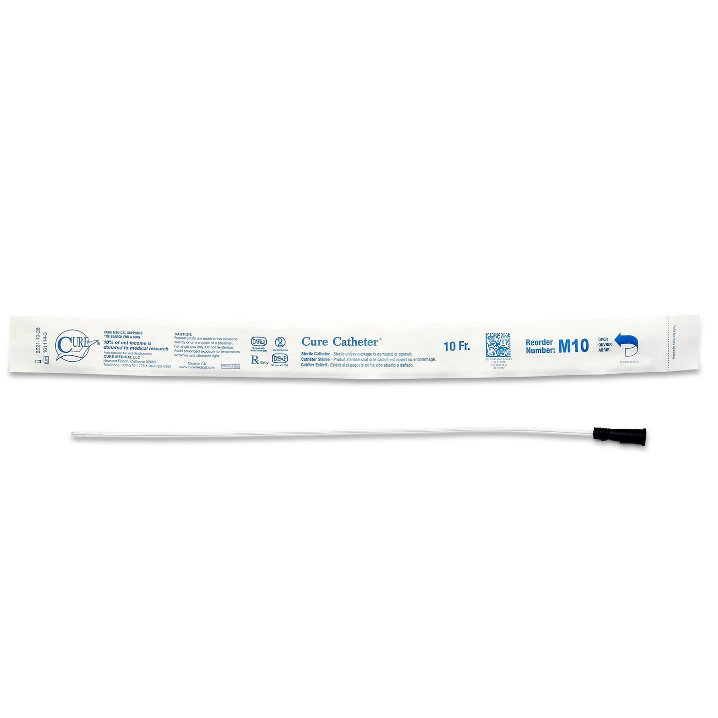 Cure Catheter™ Male Intermittent Catheter, Uncoated PVC