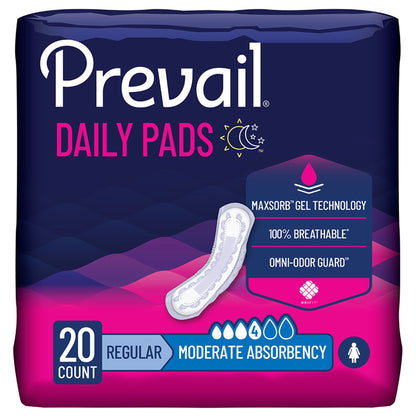 Prevail® Daily Pads Moderate Bladder Control Pad, 9-1/4-Inch Length