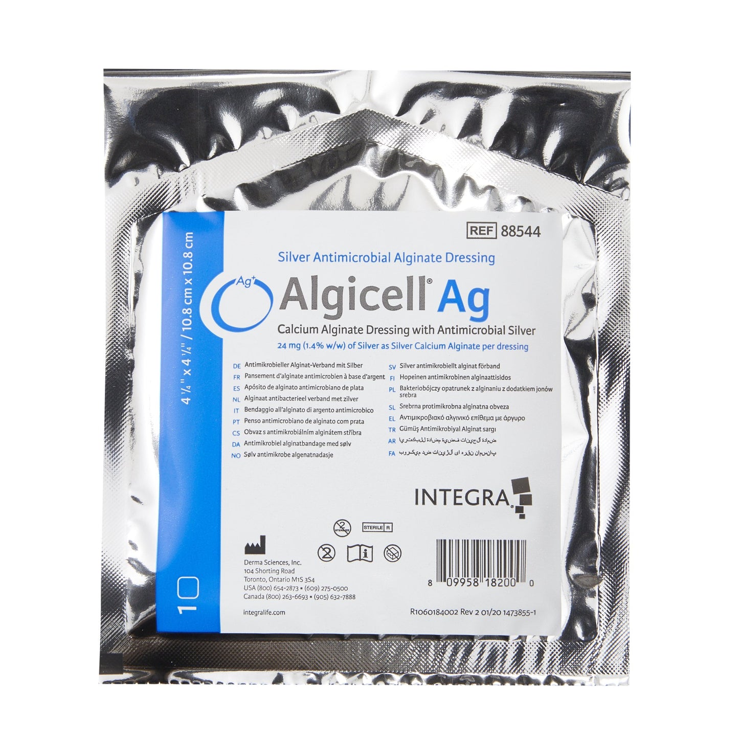 Algicell® Ag Calcium Alginate Dressing with Silver, 4-1/4 x 4-1/4 Inch