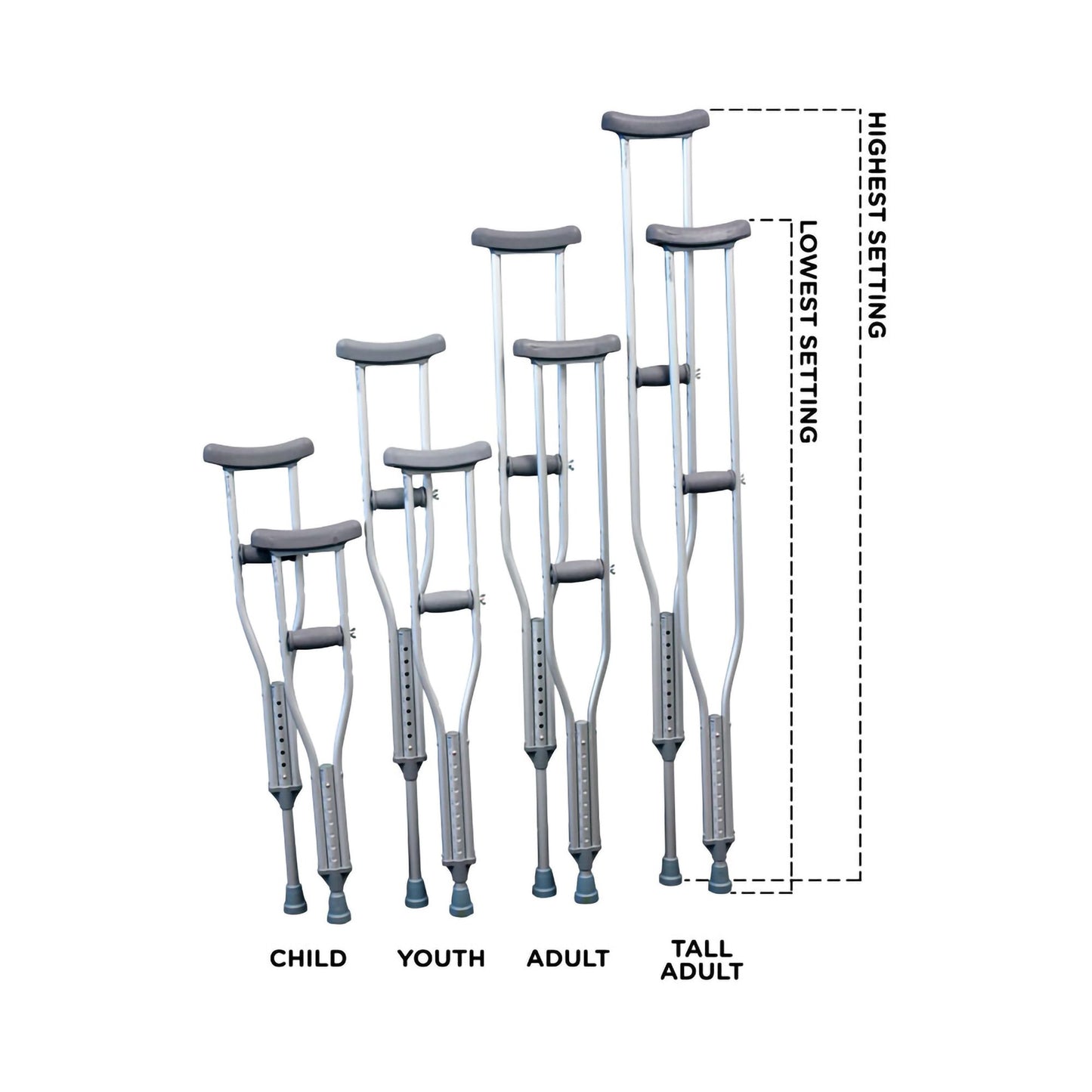 PremierPro™ Push Button Underarm Crutches, 5'10" – 6'6"
