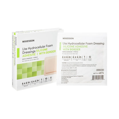 McKesson Lite Hydrocellular Foam Dressings w/ Border & Silicone Adhesive