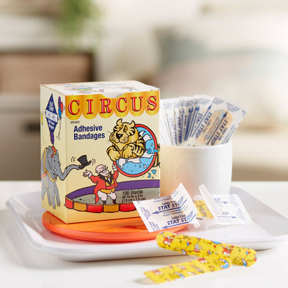 American® White Cross Stat Strip® Circus Kid Design Adhesive Strip, 3/4 x 3 Inch