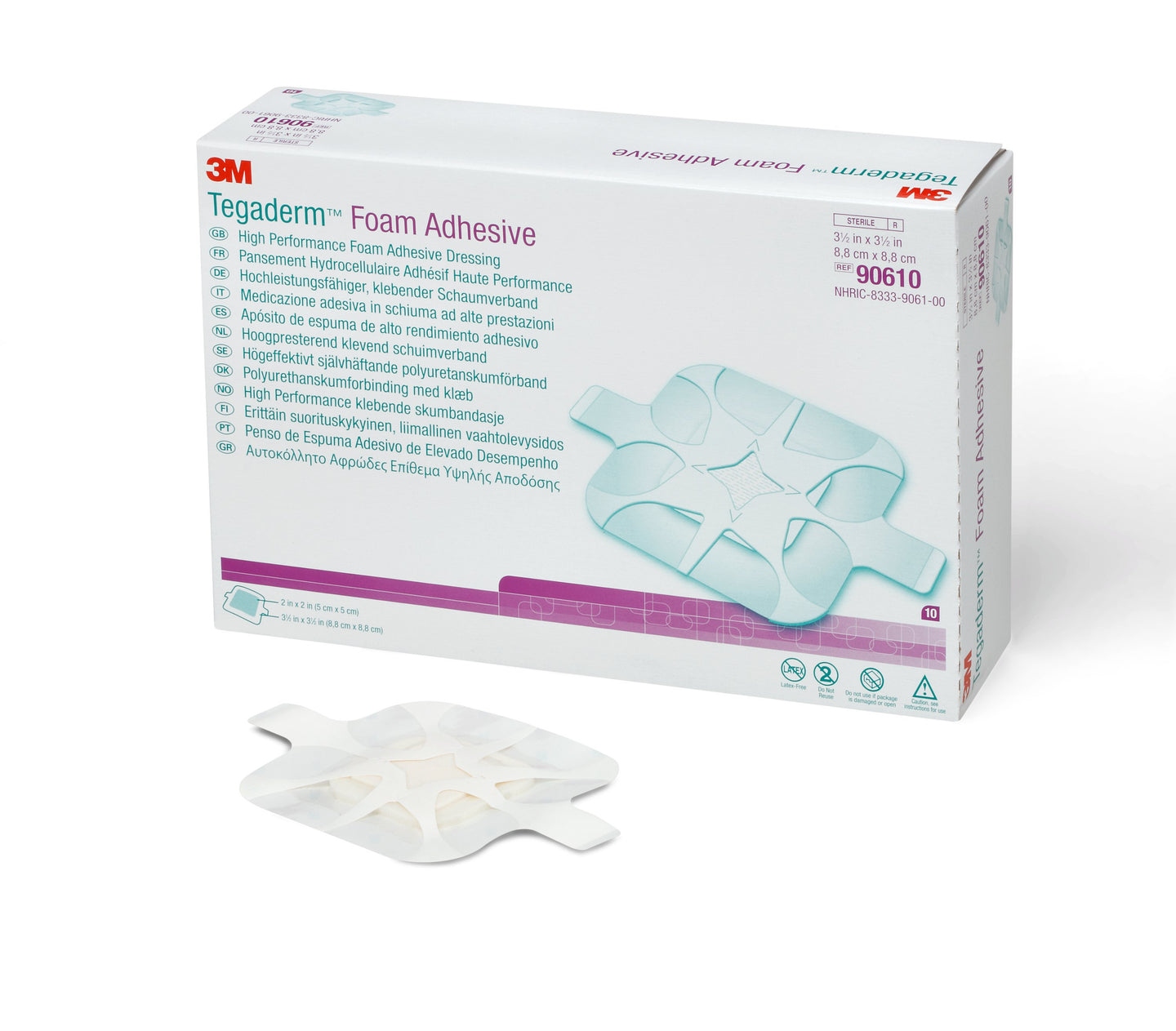 3M™ Tegaderm™ High Performance Adhesive with Border Foam Dressing, 3-1/2 x 3-1/2 Inch