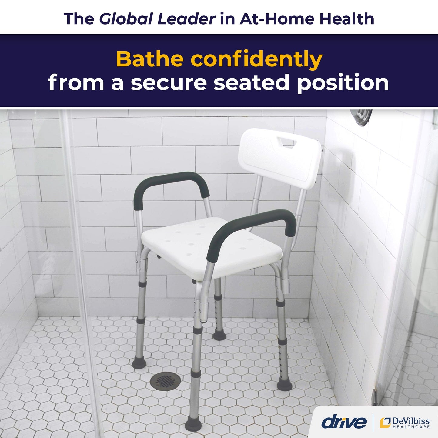 Drive™ Shower Chair with Back and Removable Padded Arms