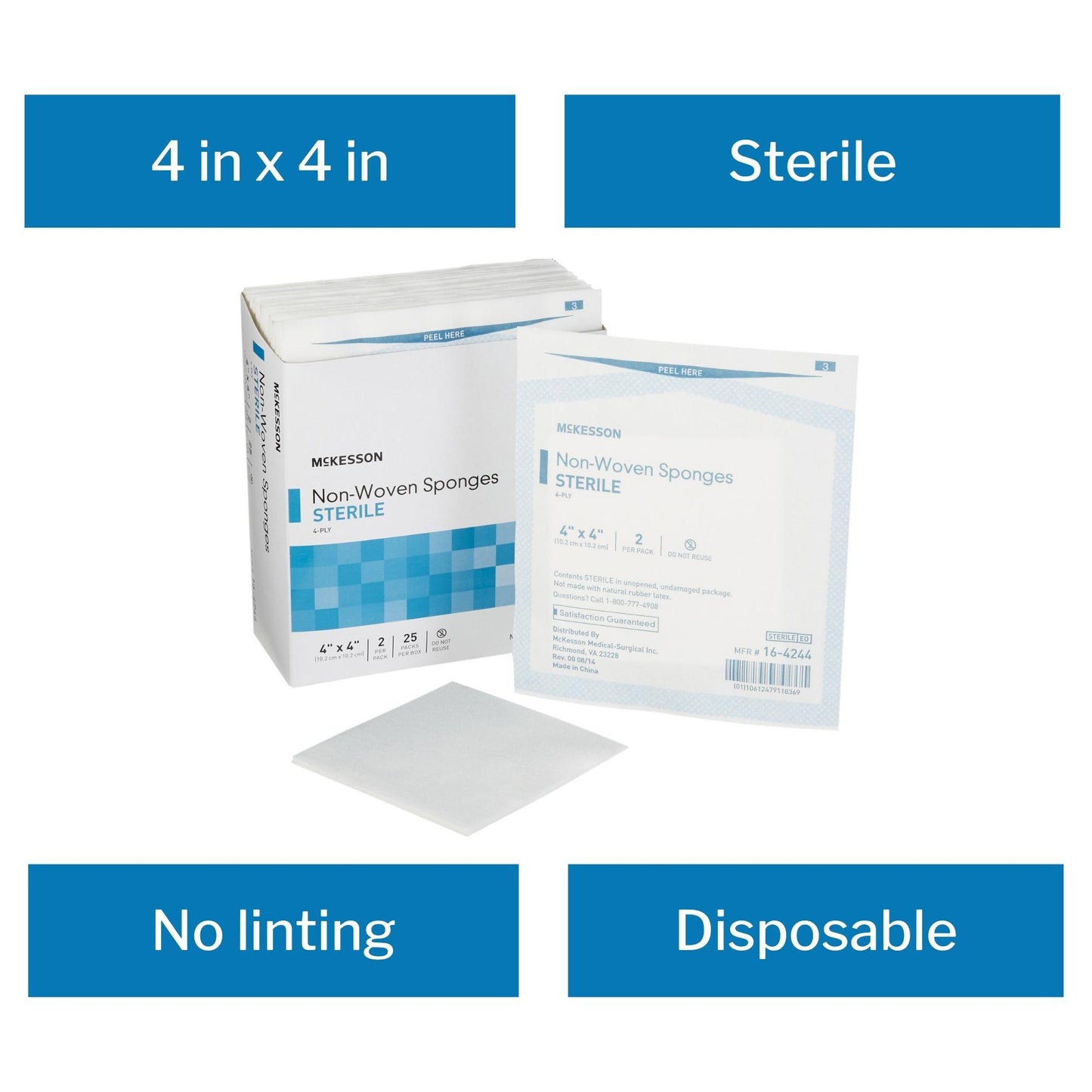 McKesson Nonwoven Sponge, 4 x 4 Inch