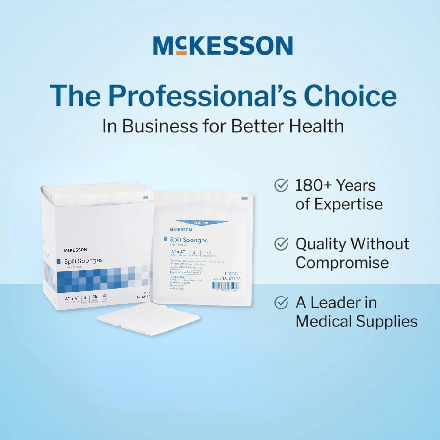 McKesson IV/Drain Split Dressing, 4 x 4 Inch