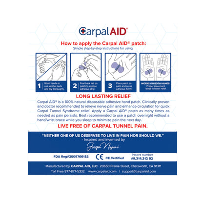 CarpalAid® Patch Hand-Based Carpal Tunnel Support