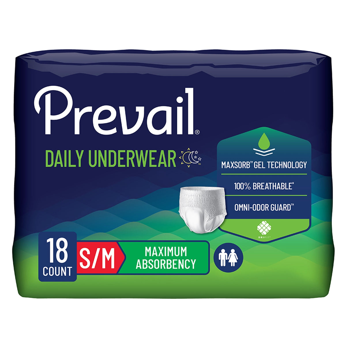 Prevail Super Plus Underwear Small/Medium 34" - 46"