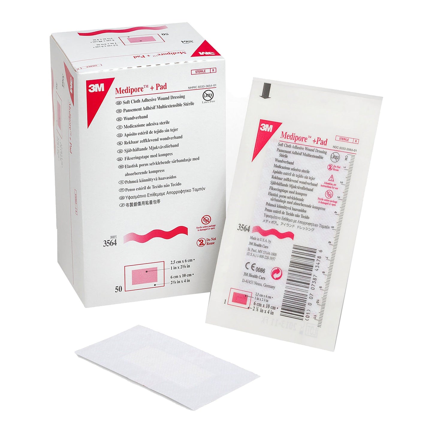 3M™ Medipore™ +Pad Soft Cloth Dressings, 2-3/8 x 4 Inch