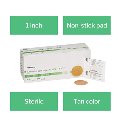McKesson Round Tan Adhesive Spot Bandage, 1 Inch