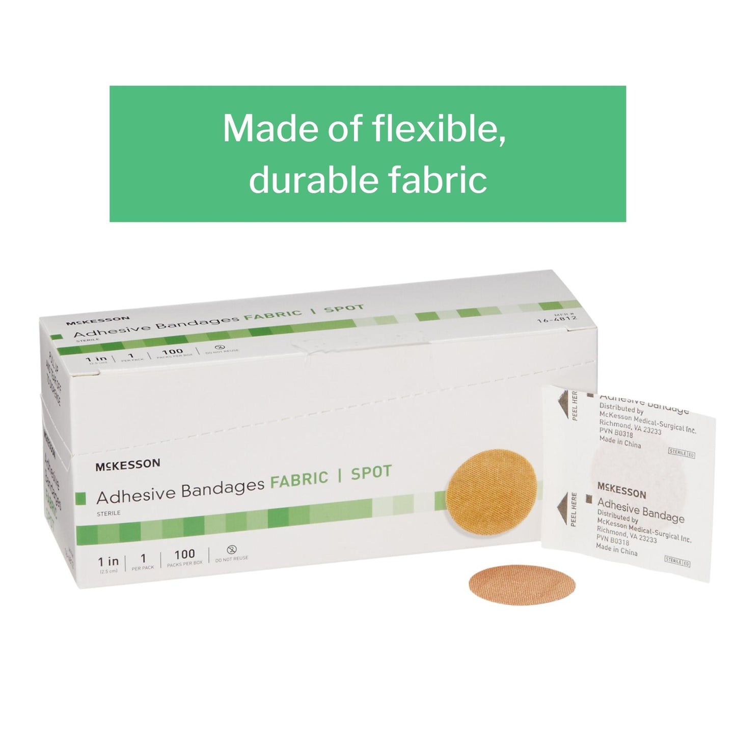 McKesson Round Tan Adhesive Spot Bandage, 1 Inch