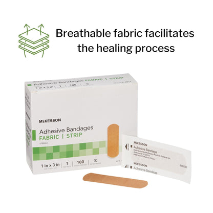 McKesson Tan Adhesive Strip, 1 x 3 Inch