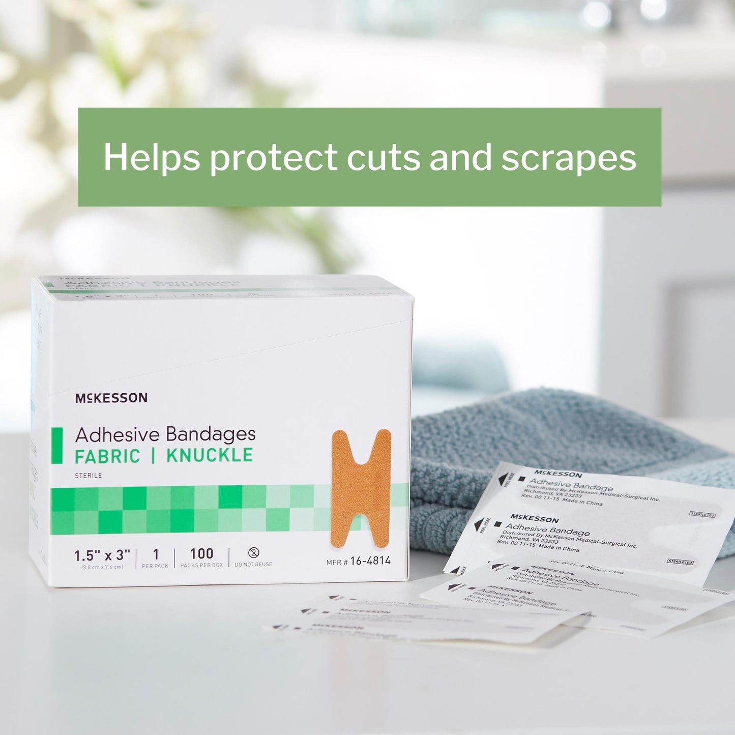 McKesson Knuckle Tan Adhesive Strip, 1-1/2 x 3 Inch
