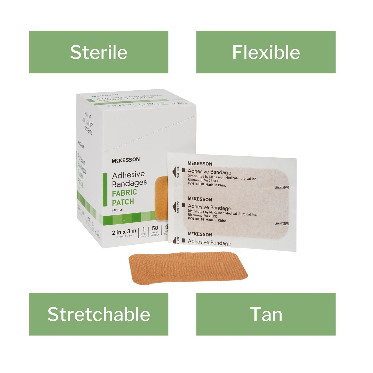 McKesson Tan Adhesive Strip, Up to 4 Inch Length