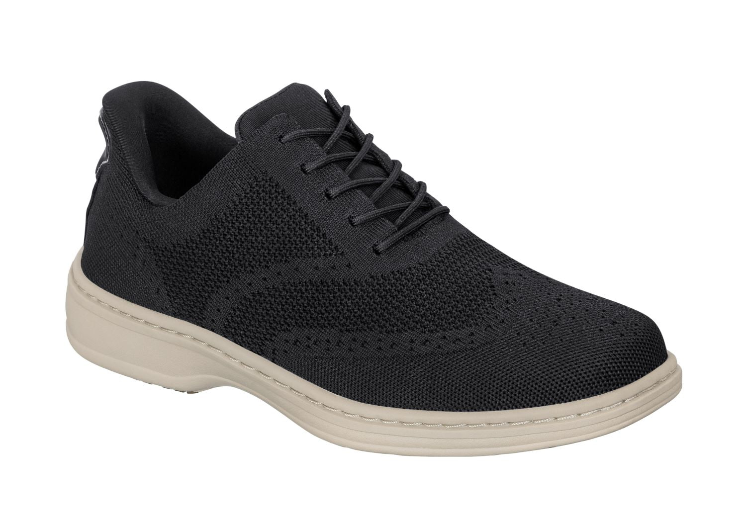 Rex Men's Hands-Free Casual Fabric-Knit Shoes, Black, angle view