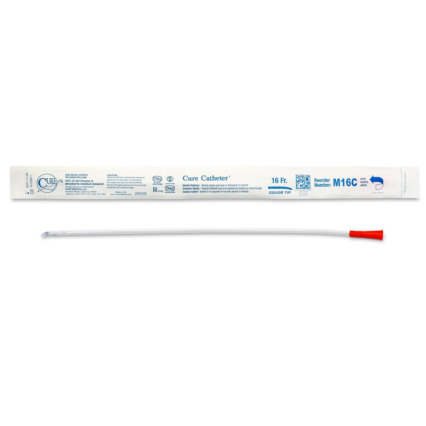 Cure Catheter™ Male Intermittent Catheter, Uncoated PVC