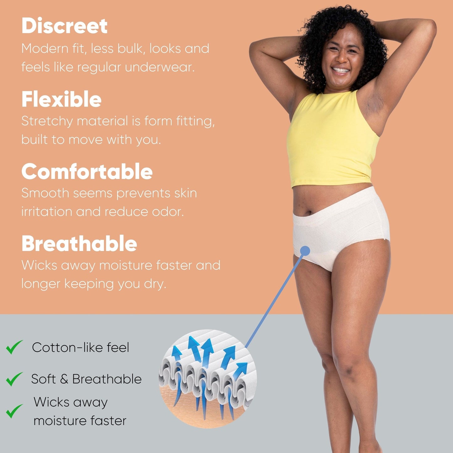 Nexwear Women's Pull-On Absorbent Underwear, Large