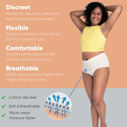 Nexwear Women's Pull-On Absorbent Underwear, Large
