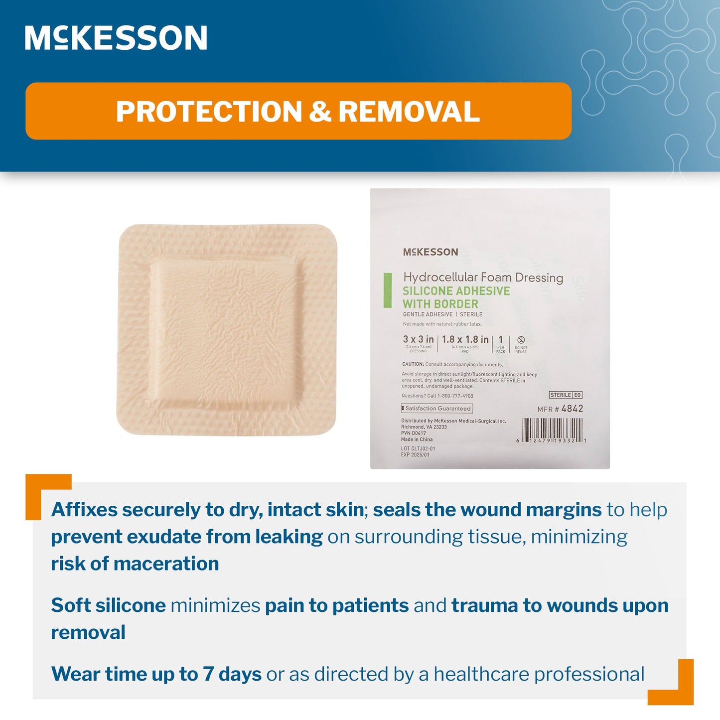 McKesson Silicone Adhesive with Border Silicone Foam Dressing