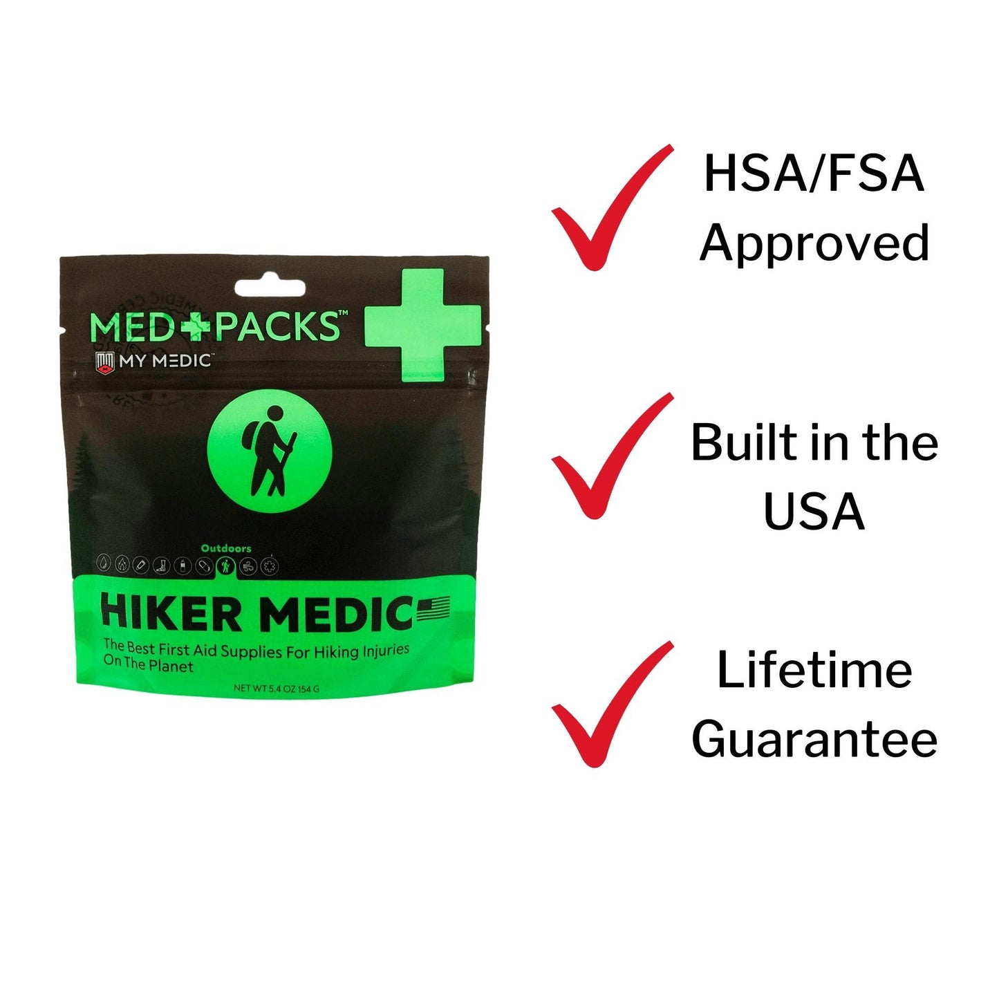Med Packs™ First Aid Kit for Hikers – Outdoor Injury Supplies in Portable Pouch