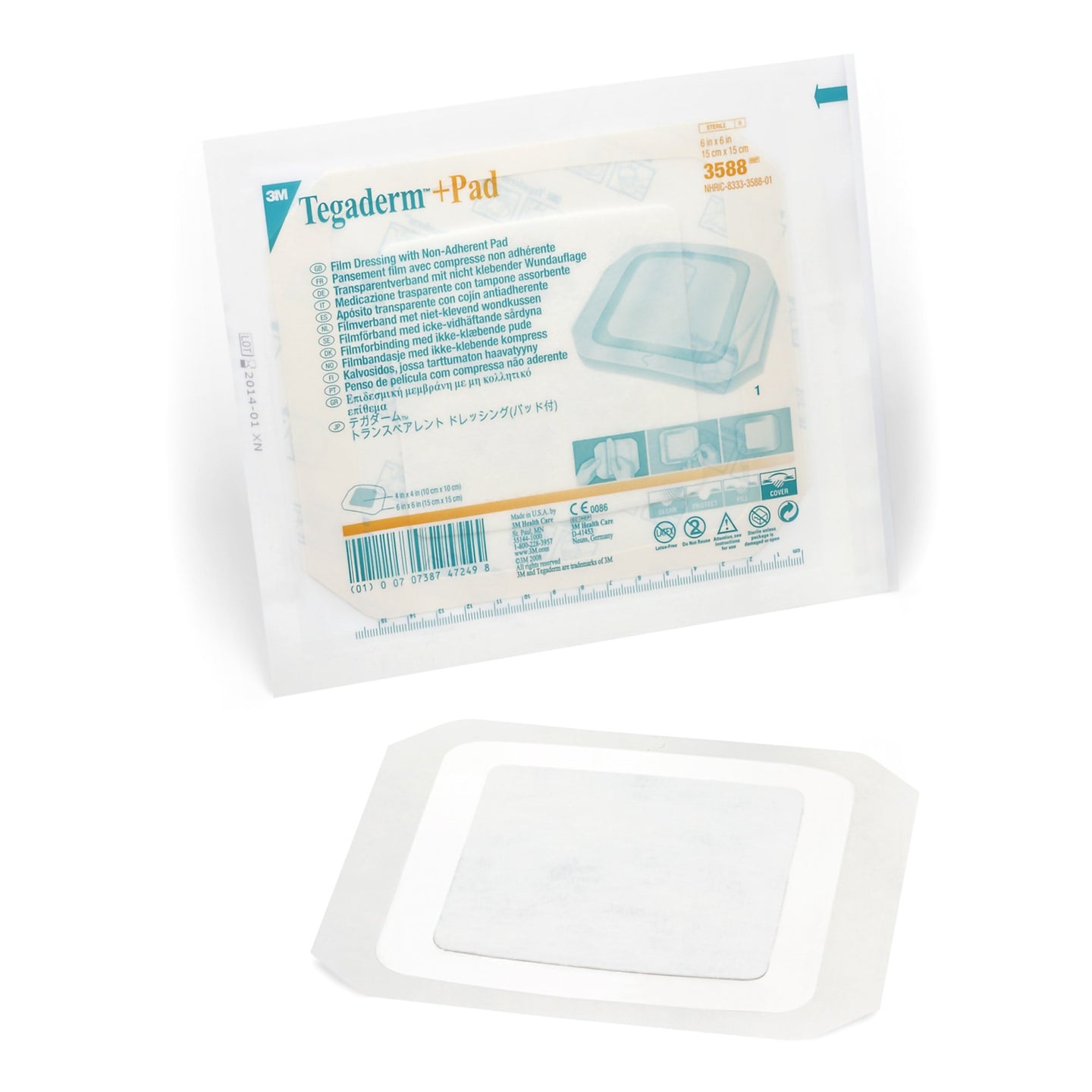 3M™ Tegaderm™ +Pad Film Dressing with Nonadherent Pad, 6 x 6 Inch