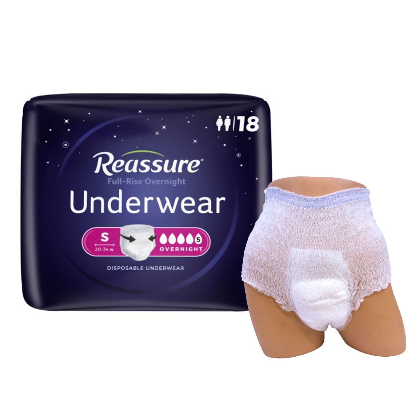Reassure® Full-Rise Overnight Absorbent Underwear, Heavy Absorbency