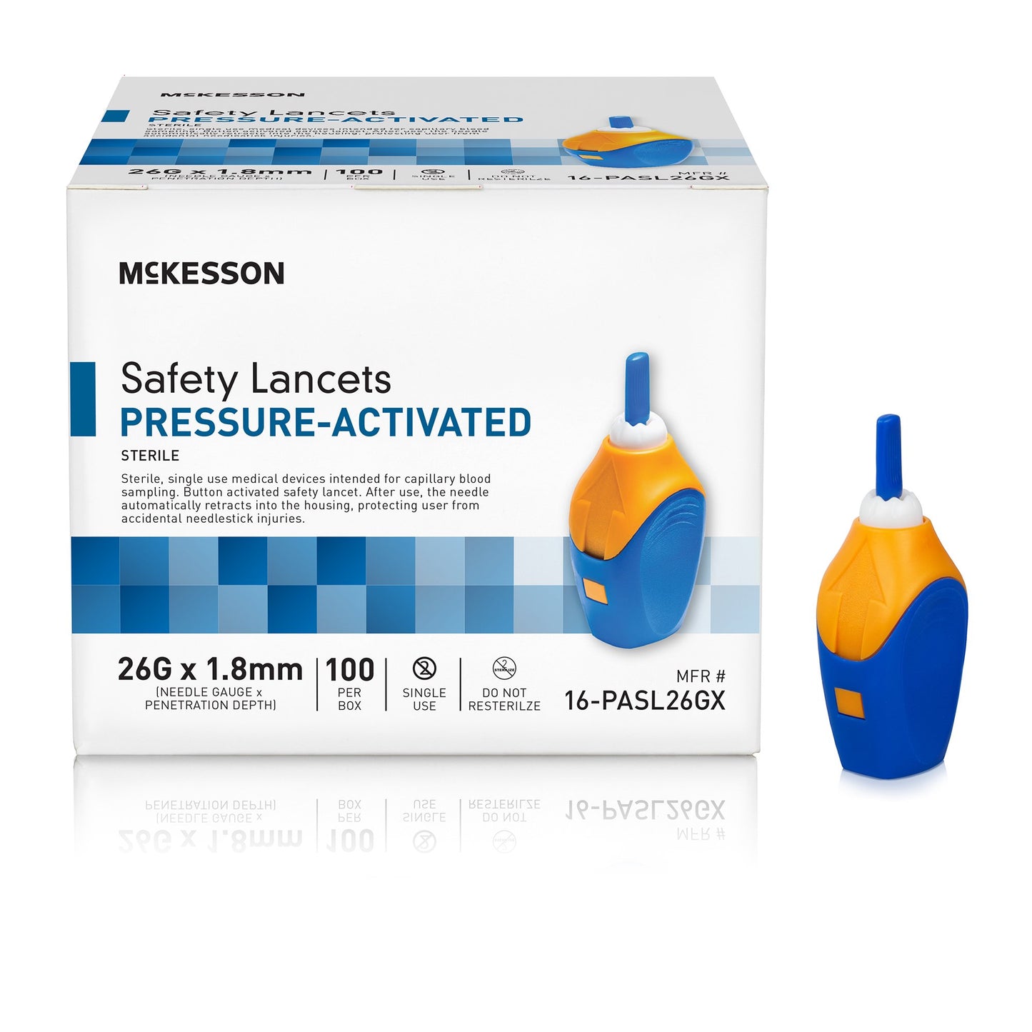 McKesson Pressure Activated Safety Lancets, 26 Gauge
