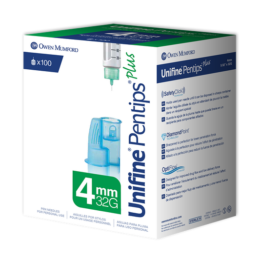 Unifine Pentips Plus 32G 4mm Pen Needles 100 Count