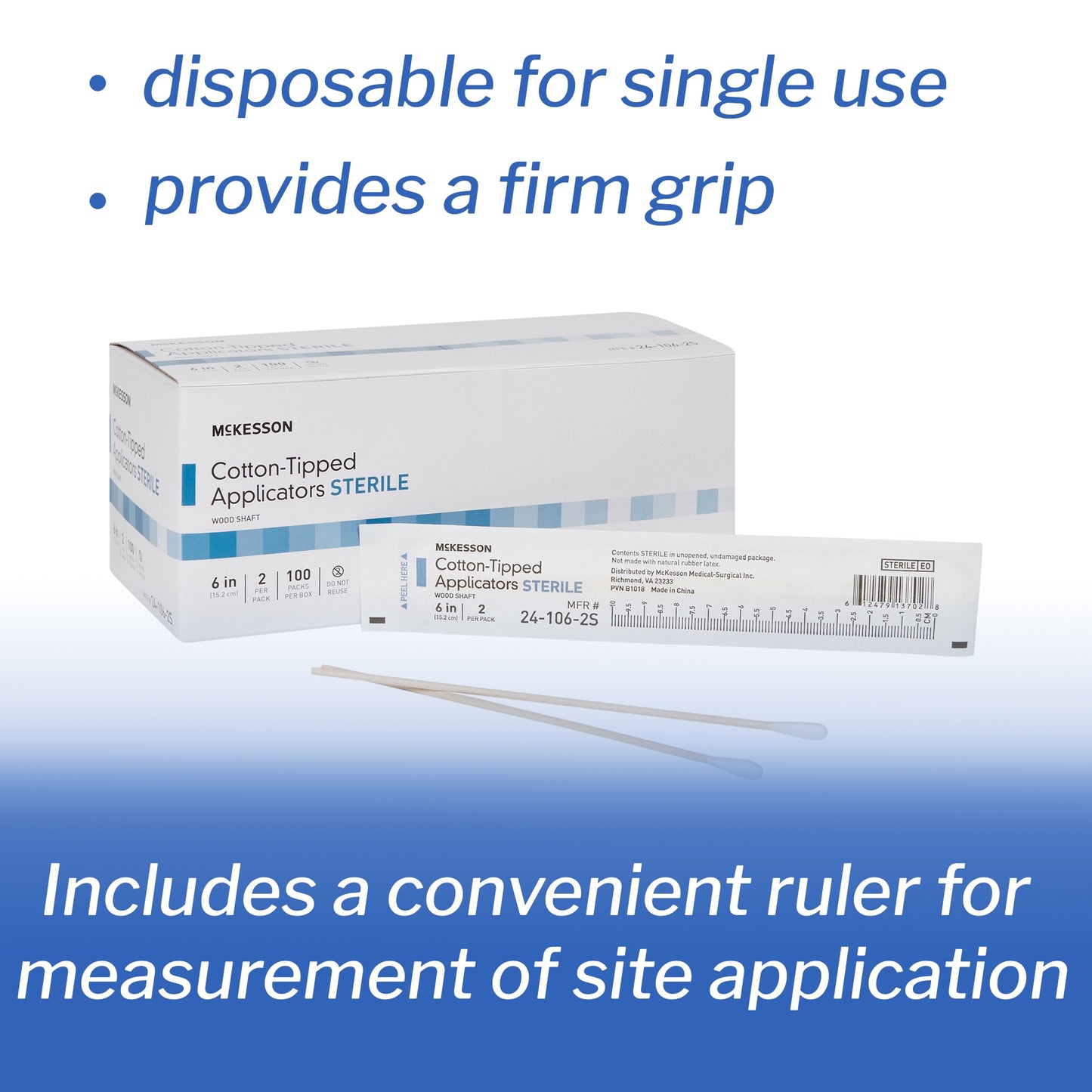 McKesson Cotton Tip Wood Shaft Swabsticks, 6-Inch Length