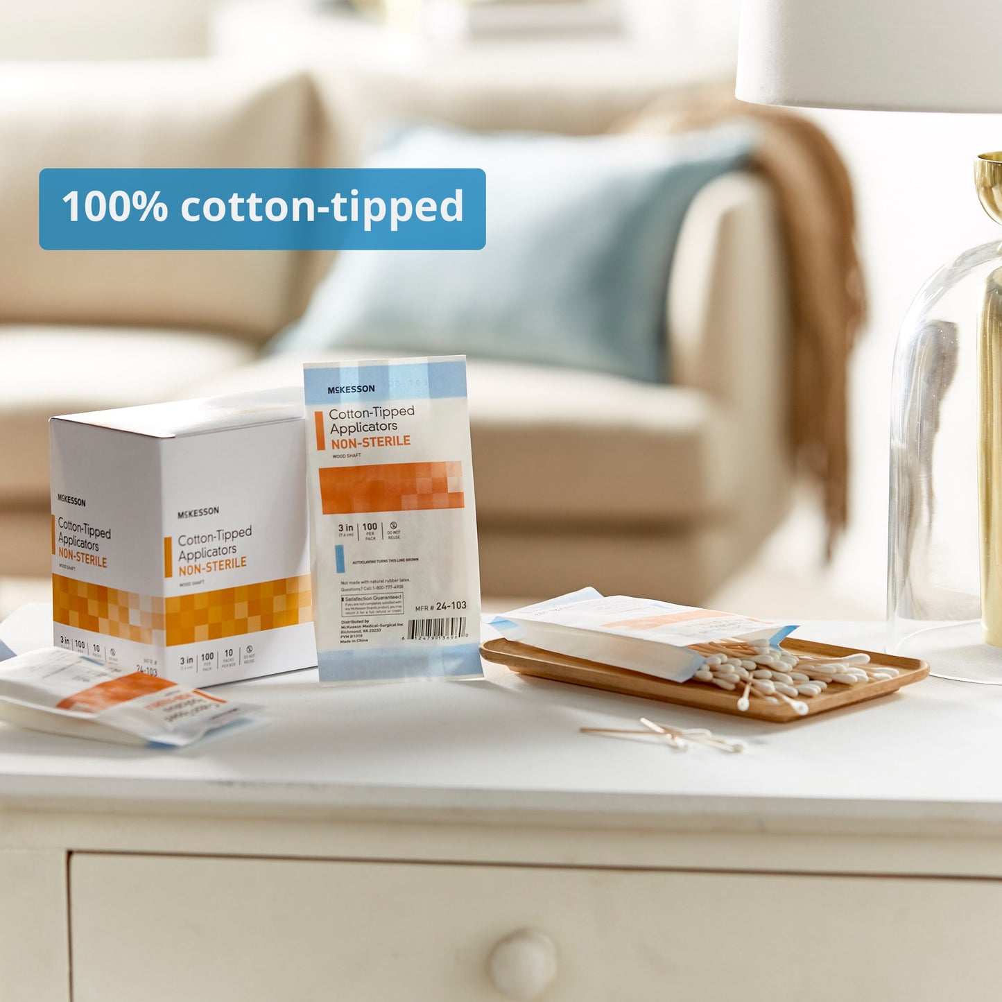McKesson Nonsterile Cotton-Tip Swabsticks, 3 Inch