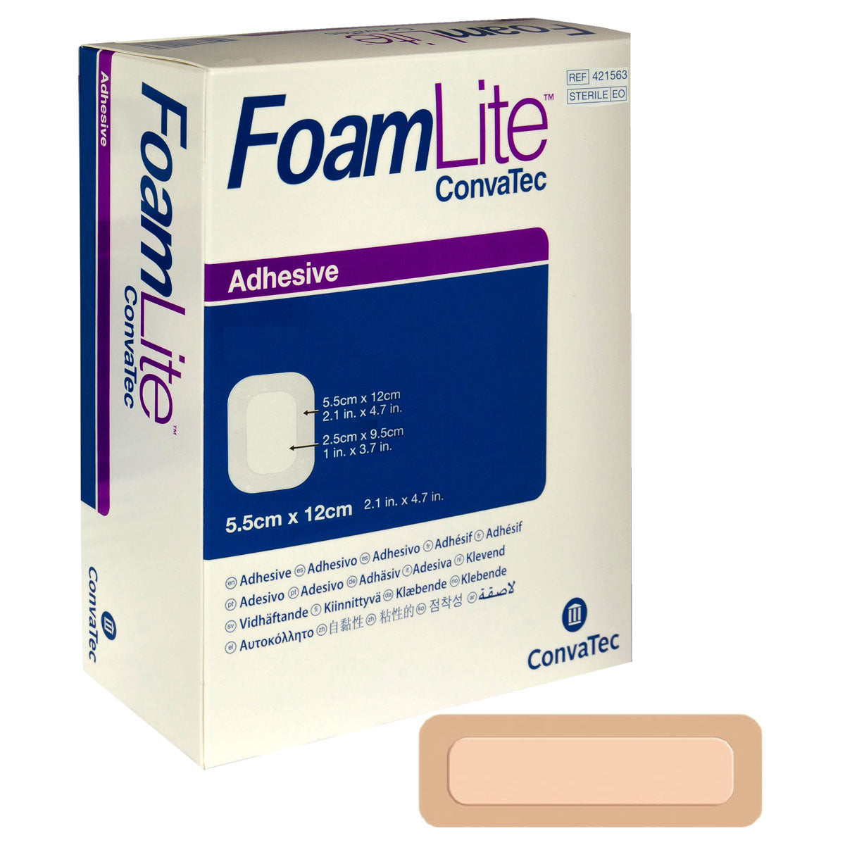 FoamLite Foam Adhesive Dressing Rectangle 2" x 4.8"