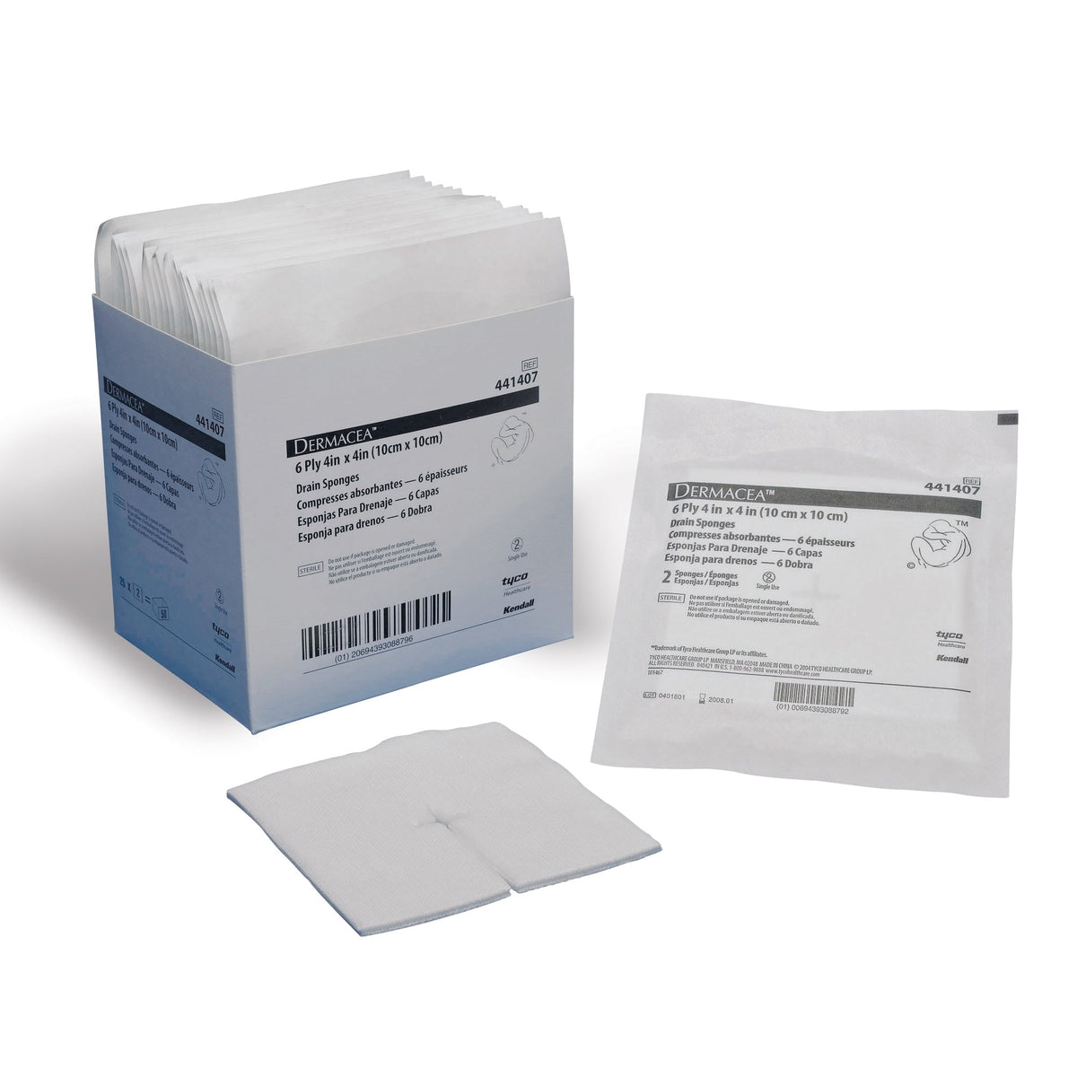 Dermacea Non-Woven Drain Sponge Sterile 2's 4" x 4" 6 ply
