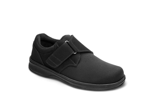 Bismarck Men's No-Lace Adjustable Strap Casual Shoes, Black, angle view