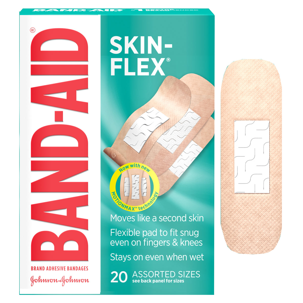Band-Aid Skin-Flex Adhesive Bandages Assorted Sizes 20 Count